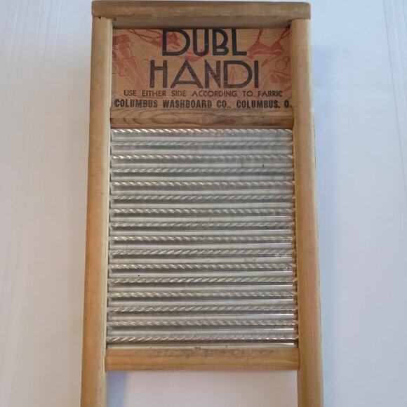 Vintage Dubl Handi Washboard, Columbus Ohio, Galvanized metal, two sided - Picture 1 of 7
